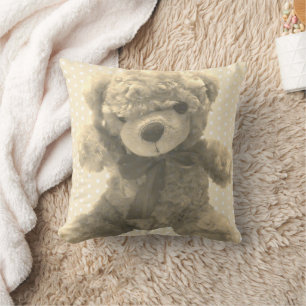 Almofada Berçário de Urso de Pelúcia Vintage Marrom Claro A