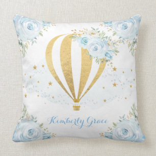 Almofada Berçário Dourado floral azul macio do bebê do