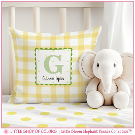 Almofada Berçário Personalizado com Xadrez Amarelo e Monogr