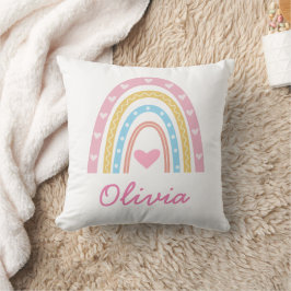 Almofada Berço Personalizado Pastel Boho Arco-íris Nome 