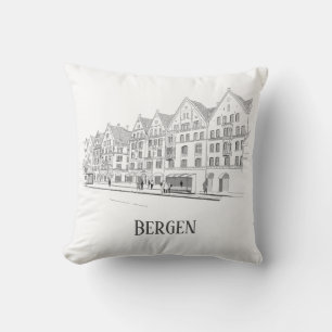 Almofada Bergen Norway Streetscape Linda Linha Desenho