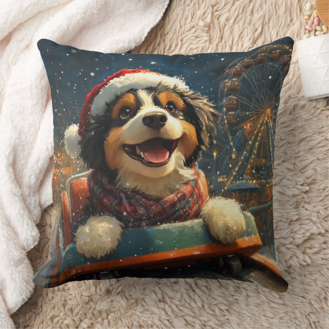 Almofada Bernedoodle Cachorro Montanha-Russa Natal  (Cobertor)