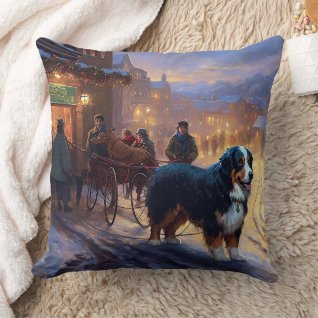 Almofada Bernese Mountain Christmas Fesason (Cobertor)