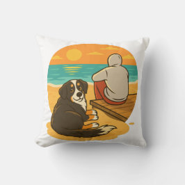 Almofada Bernese Mountain Dog Sunset Beach Companion