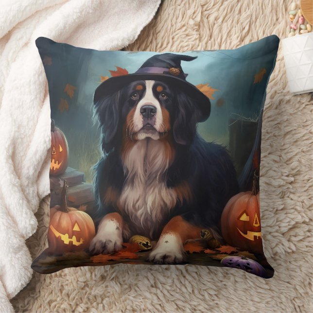 Almofada Bernese Mountain Pumpkins Halloween Assustado (Cobertor)