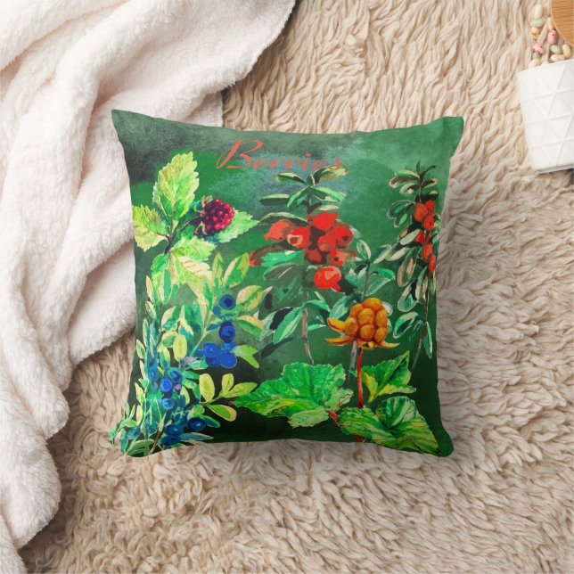 Almofada Berries, mirtilo, morango de nuvens, baga de lingo (Cobertor)