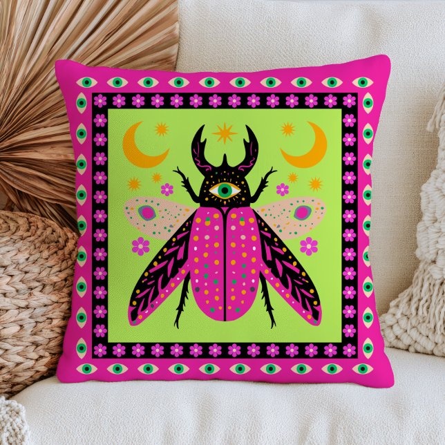 Almofada Besouro Olho Mau Design de Inseto Funky Celestial  (Criador carregado)