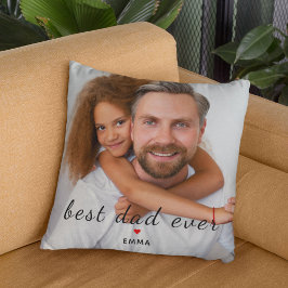 Almofada Best Dad Ever Cute Red Heart Customs Photo & Text