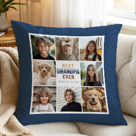 Almofada Best Grandpa Ever 8 Photo Collage Throw Pillow