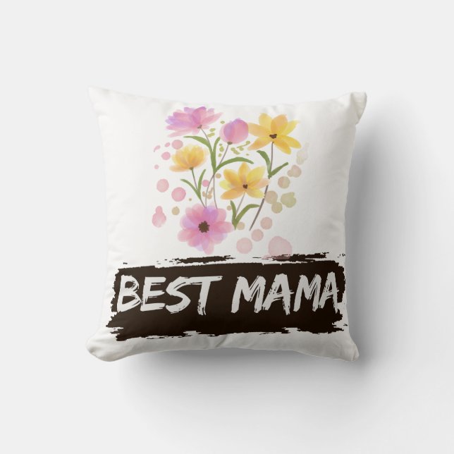 Almofada Best Mama Watercolour Flowers throw pillow (Frente)