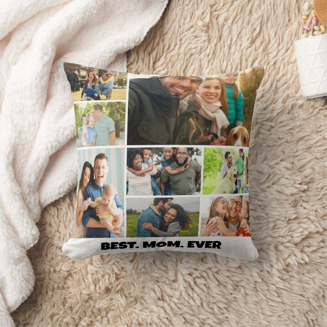 Almofada Best Mom Ever – 8 Photo Collage Frame Template (Cobertor)