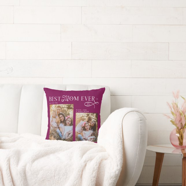 Almofada Best Mom Ever Photos Heart Mothers Day Gifts (Sofá)