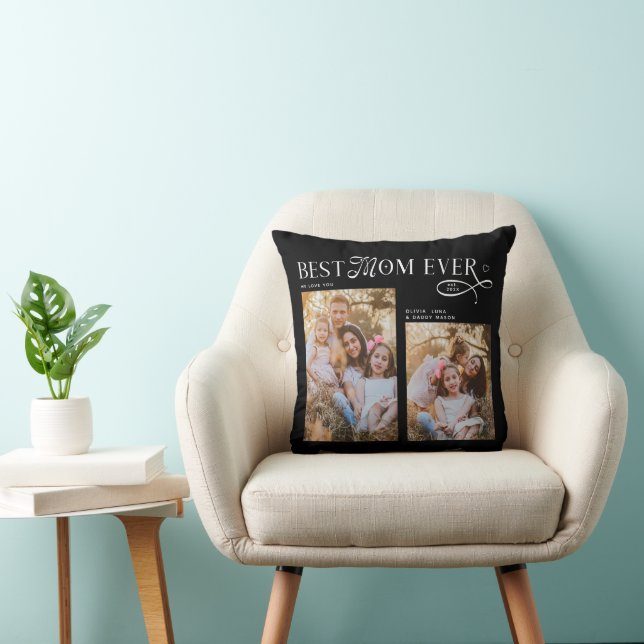 Almofada Best Mom Ever Photos Heart Mothers Day Gifts (Cadeira)