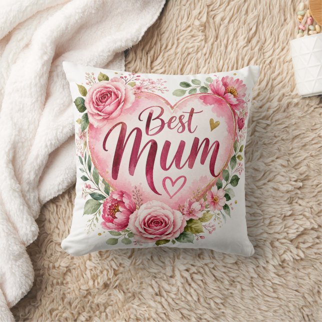 Almofada Best Mum Aquarell Blumenherz Design (Cobertor)
