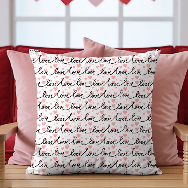 Almofada Best Valentine’s Gift Pink Black Hearts Love Text (Best Valentine’s Gift Pink Black Hearts Love Text Throw Pillow)