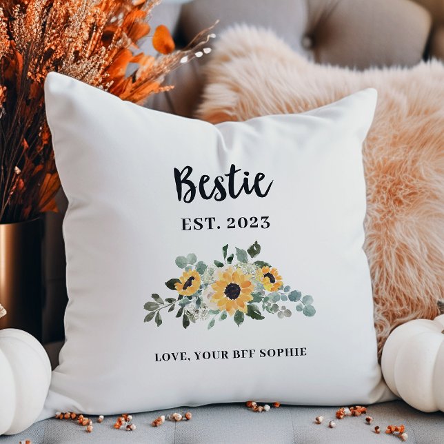 Almofada Bestie | Girassol e Nomes Russos Bonito (A pretty, rustic pillow keepsake for your bestie)