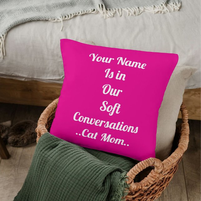 Almofada Besties BFF Pet Cat Mãe, Modelo de Fita Rosa Perso (Criador carregado)