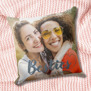 Almofada Besties Bonitas Corações Azuis e Nomes