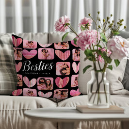 Almofada Besties Corações Rosa e Pretos e Foto