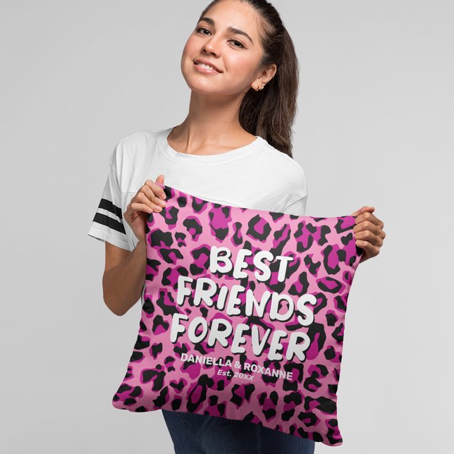 Almofada Besties De Melhor Amigo Leopardo Rosa BFF (Criador carregado)