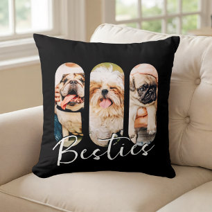 Almofada Besties Pet Simple Modern Reproduzir Três Fotos