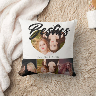 Almofada Besties Preto e Branco Colagem de Fotos