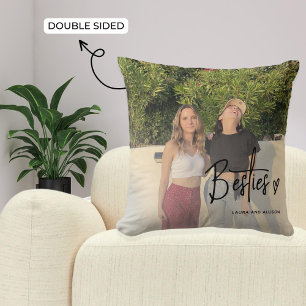 Almofada Besties Script Moderno Melhor Foto Elegante para A