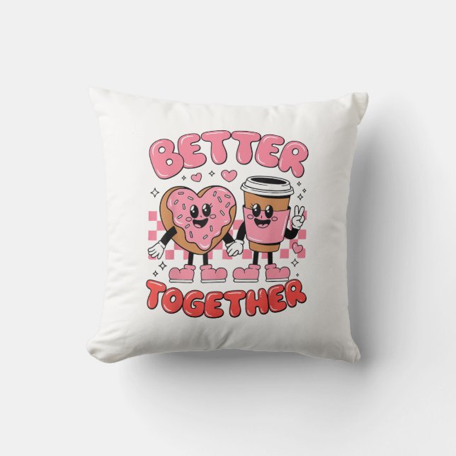 Almofada Better Together Coffee Donut Retro Groovy Style  (Frente)
