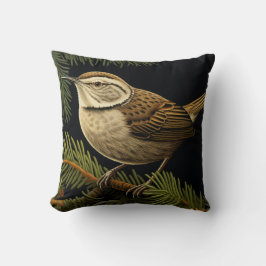 Almofada Bewick’s wren on fir branches