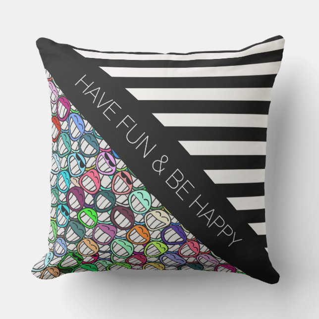 Almofada BG Stripes Padrão preto largo + grupo legal (Frente)