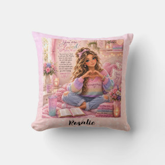 Almofada Bíblia Cristã Menina Arco-Íris Rosa Pastel Bonita