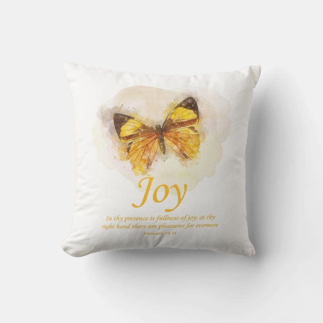Almofada Bíblia de borboleta cristã das mulheres Verso: Joy (Frente)