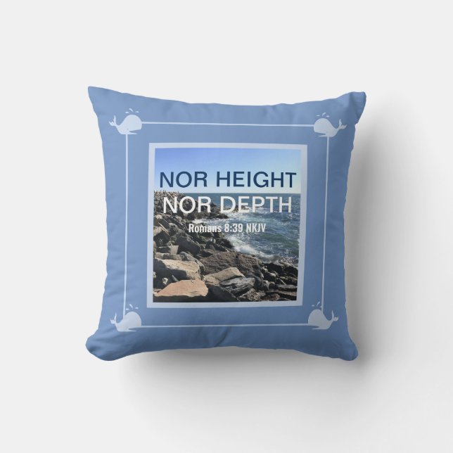 Almofada Bíblia Inspiracional Verso Ondas do Azul-Mar (Frente)