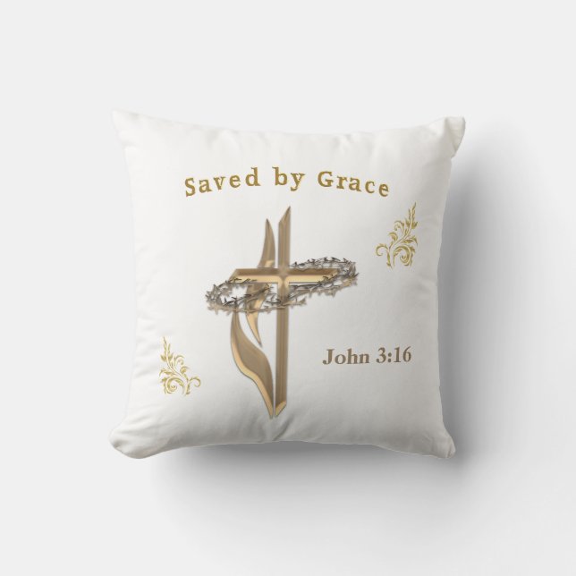 Almofada Bíblia Verso salvo pela Grace (Frente)