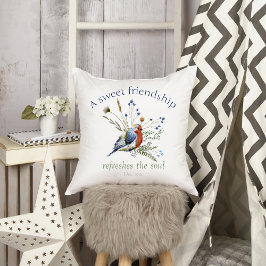 Almofada Bíblia Verso "Uma Amizade Doce" Pássaro Aquarela