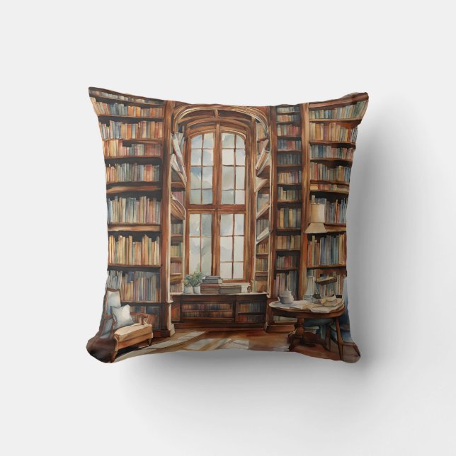 Almofada Biblioteca Cozy Watercolor (Frente)