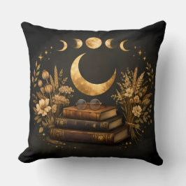 Almofada Biblioteca Mística Dourada & Arte Boho Botânica da