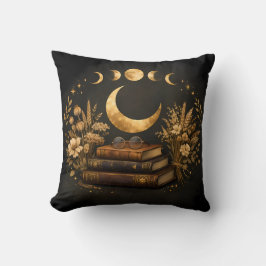 Almofada Biblioteca Mística Dourada & Arte Boho Botânica da