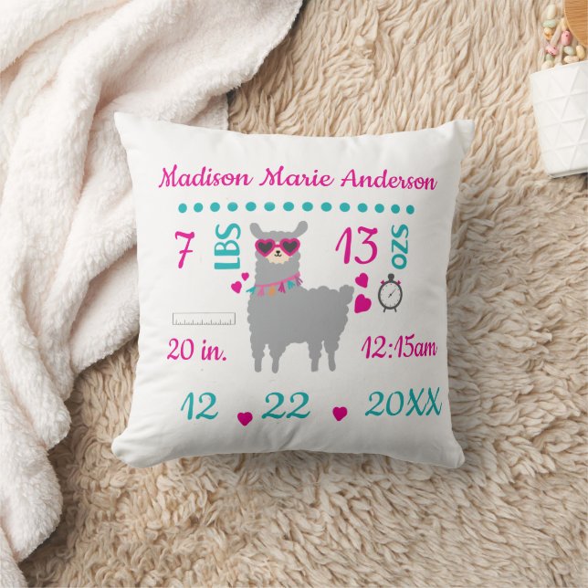 Almofada Bicho Stats Llama Cinza Pink New Baby Gift (Cobertor)