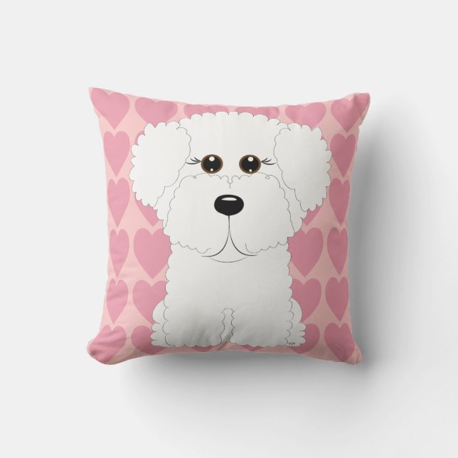 Almofada Bichon bonito Frise e travesseiro decorativo dos (Frente)