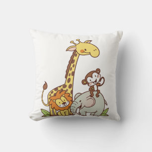 Almofada Bichos De Cartoon Bonitos - Girafa, Leão E Macaco