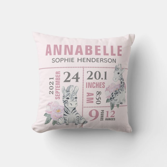 Almofada Bichos de Nascimento de Animais da Selva Floral Bo (Frente)