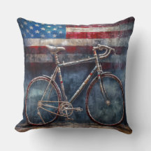 bicicleta de corrida em fundo de bandeira american