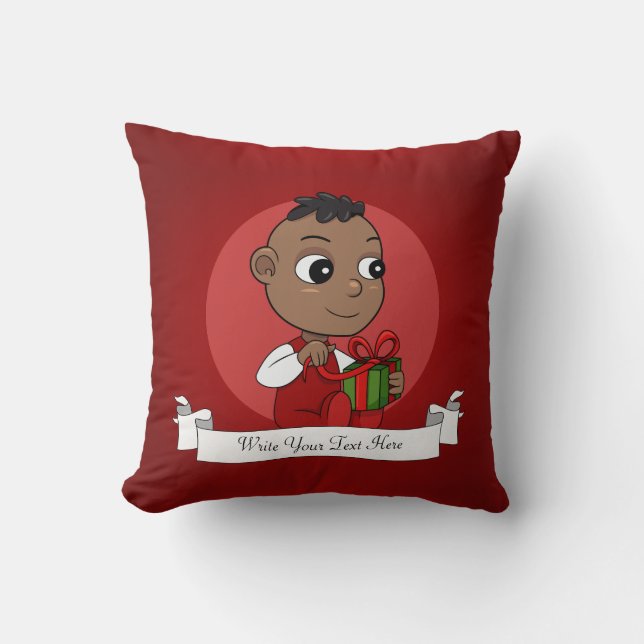 Almofada Bicicleta de Natal Afro-Americano (Frente)