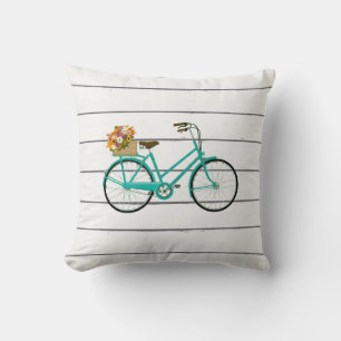 Almofada Bicicleta Vintage com Travesseiro de Turquesa de F