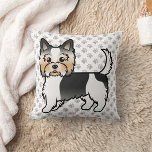 Almofada Biewer Terrier Yorkie Cute Cartoon Dog & Paws