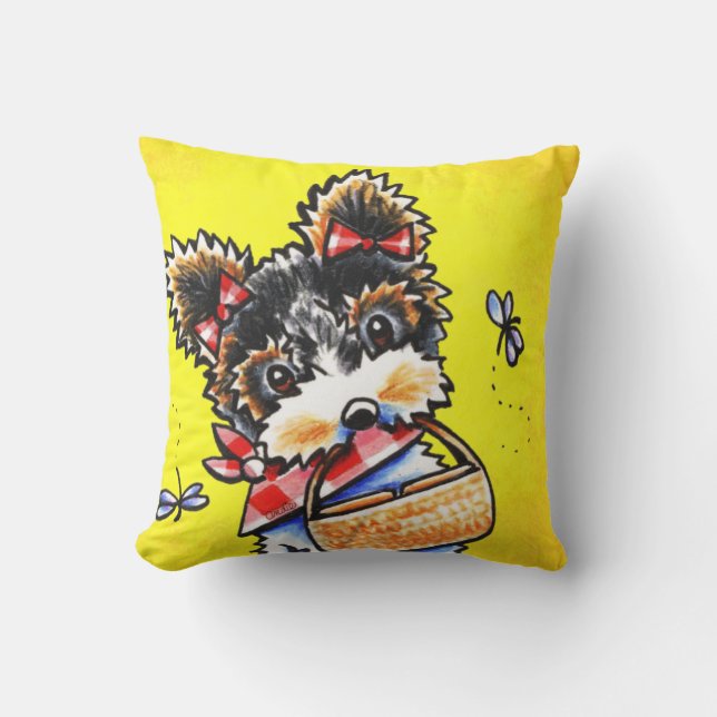 Almofada Biewer Yorkie Summer Picnic Yellow (Frente)