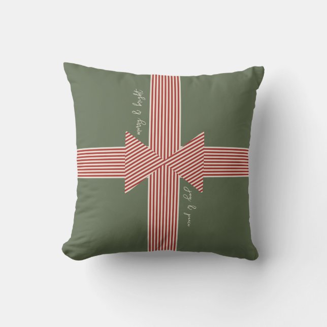Almofada Big Bow of Striped Ribbon Green (Frente)
