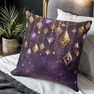 Almofada Big Colorful Boho Gems Violet e Dourada ID1035