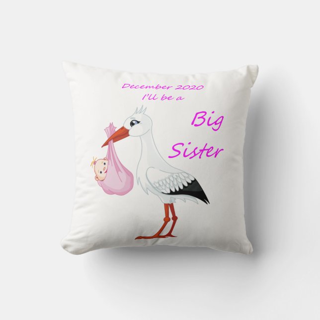 Almofada Big Sister Travesseiro decorativo Baby Stork dezem (Frente)